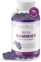 Eisengummis mit Vitamin C - Kaubare Eisen-Ergänzung für Eisenmangel-Anämie, Rote Blutzellenunterstützung, Energie, Immunfunktion, Gehirngesundheit, Max-Absorption, Kornflamour, 180 Vegan-Gummien
