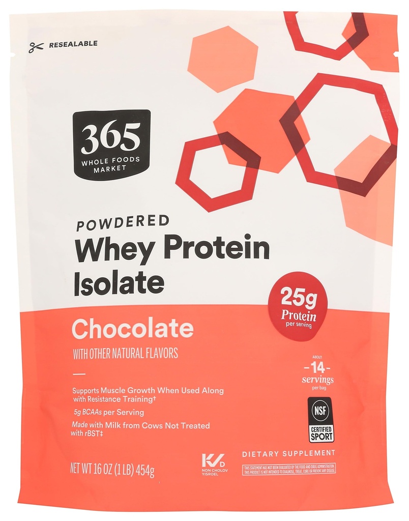 365 by Whole Foods Market, Whey Protein Isolate, Chocolate, 16 Ounce