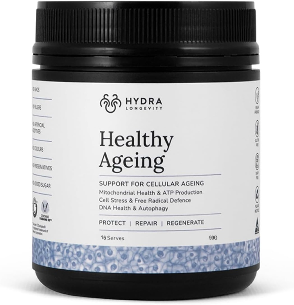 Healthy Ageing Supplement Powder, Anti-Ageing Effects, Enthält Quercetin, Resveratrol und Nrf2 Activators, Antioxidants Rich Nutrient-Dense, Non-GMO, Vegan (90 Gramm (15 Portionen)