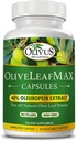 OliveLeafMAX Olivenblatt Extrakt (40% Oleuroepin) + Bio Olivenöl Blatt Pulver + Keine Füllstoffe + 60 Vegetarische Kapseln + aus Spanien und in den USA hergestellt in GMP Facility