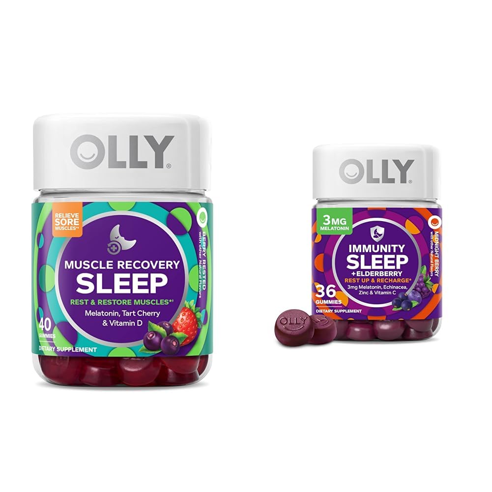 OLLY Muskelrückgewinnung Schlafgummis, 40 Count Immunity Sleep Melatonin Gummy, 36 Count Bundle