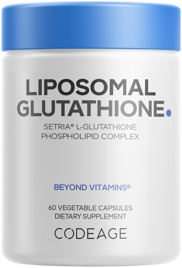 Codeage Liposomal Glutathion Supplement - Reine reduzierte Setria L-Glutathione, Liposomale Lieferung, Phospholipid-Komplex - Verkapselte Glutathione Pulver Pillen - Vegan, Non-GMO - 60 Kapseln