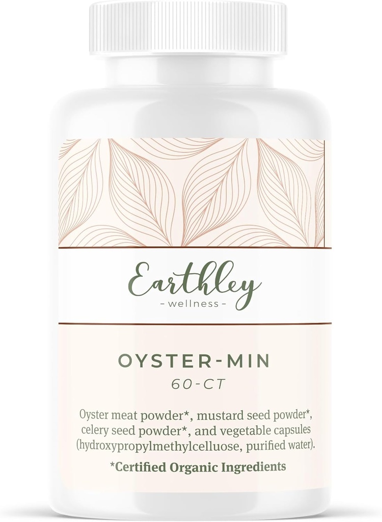 Earthley Wellness, Oyster-Min Kapseln, Natürliche Zink & Mineralergänzung, fördert Energie & Stimmung, Reich an Antioxidantien & Aminosäuren, 100% rein & Bioverfügbar (60 Kapseln)
