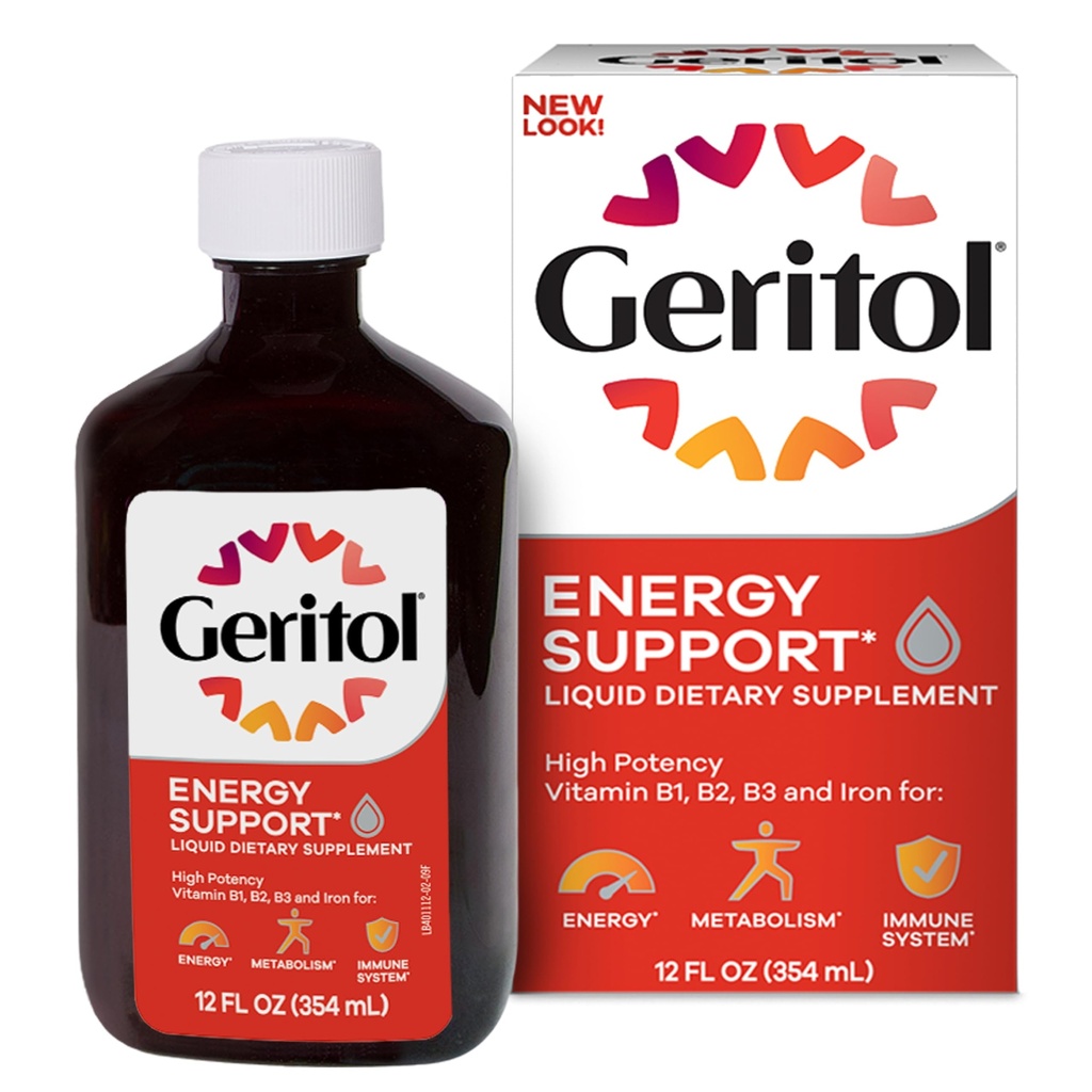Geritol, flüssige Vitamin- und Eisenergänzung, Energieunterstützung, Enthält hohe Potenz B-Vitamine und Eisen, angenehme Verkostung, leicht zu schlucken, keine künstlichen Süßungsmittel, Non-GMO, 12 Oz
