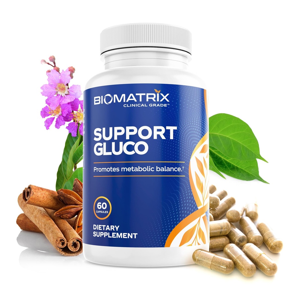 Supplément de métabolisme BioMatrix pour hommes et femmes, cannelle, gymnema, acide lipoïque, sulfate de vanadyl, picolinate de chrome, mélone amer (60 gélules)