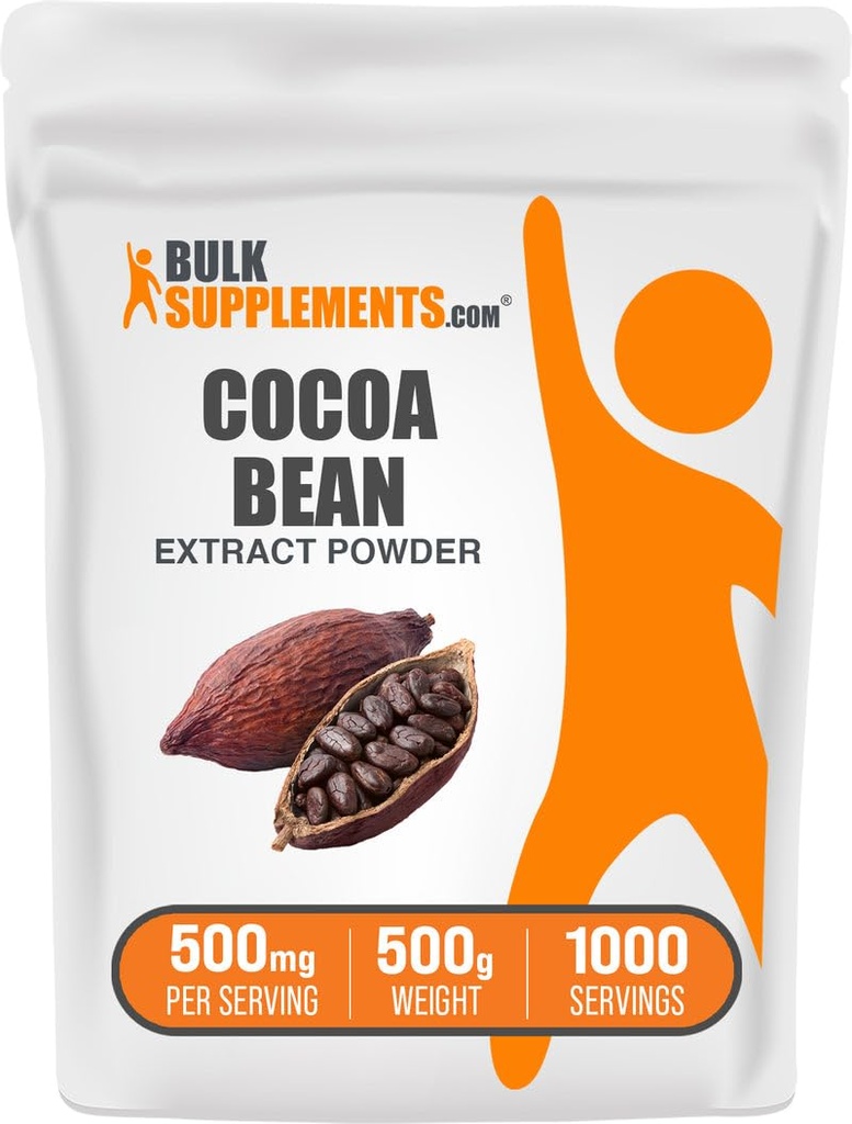 BulkSupplements.com Kakaobohnenextrakt Pulver - Kakaoergänzung - Unsweetened, Vegan & Glutenfrei, 500mg pro Servierung, 500g (1.1 lbs) (Pack von 1)