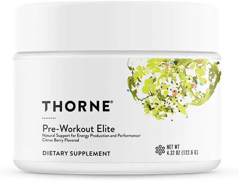 THORNE - Pre-Workout Elite - Natural Support for Energy Production and Performance* - Citrus Berry Flavored - NSF zertifiziert für Sport - 4.32 Oz - 24 Servietten