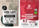 Jungle Powders Ultimate Vitality Bundle: 5oz Shilajit Powder & 5oz Bio Wild Cranberry Powder - Energie, Immununterstützung, Superfood-Extrakte für Backen, Smoothies, USDA zertifiziert
