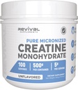 Revival Premium Micronized Creatine Monohydrat - HPLC Tested 100% Pure Grade - 500g (100 Portionen) - Unterstützt Lean Muskelwachstum - Maximale Absorption - Entflammt - Made in USA & 3rd Party Lab Tested