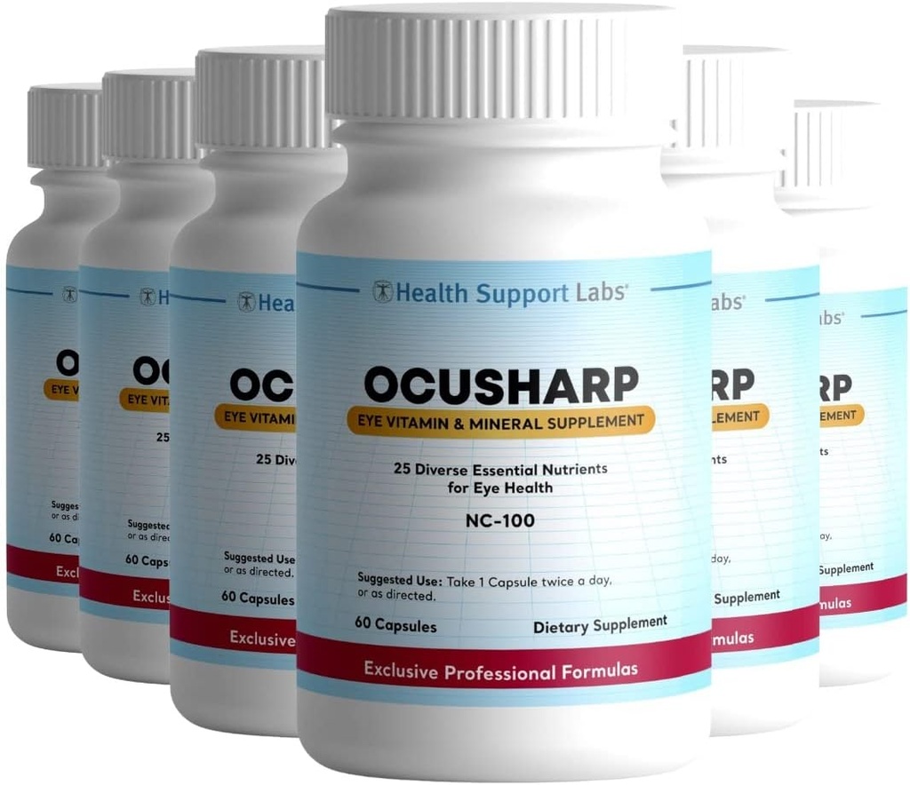 Ocusharp Vision Health Formula mit Zeaxanthin, Lutein, Bilberry Exrtract, Eyebright & More - Eye Vitamin Supplement, 60 Kapseln (6)