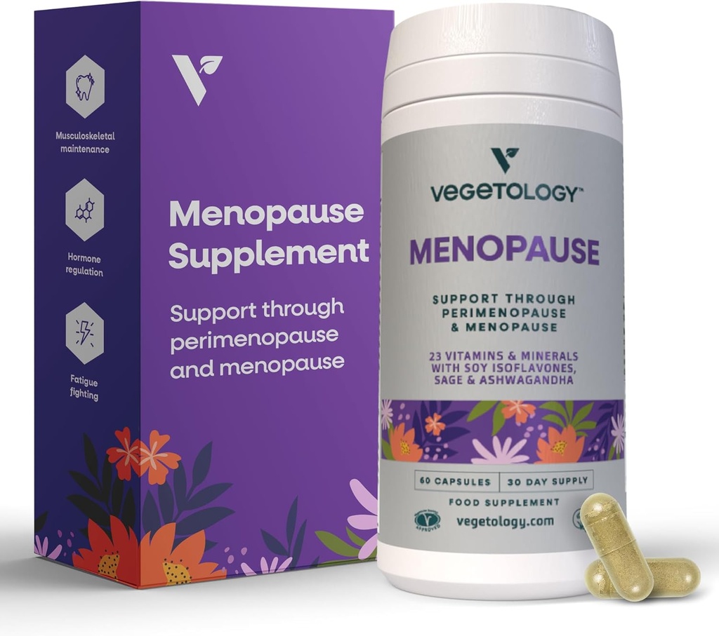 Vegane Menopause Ergänzungen (60 Kapseln) — Perimenopause und Menopause Vitamine — Frauen Beilagen — Perimenopause Beilagen für Frauen — Nahrungsergänzung — Menopause Unterstützung