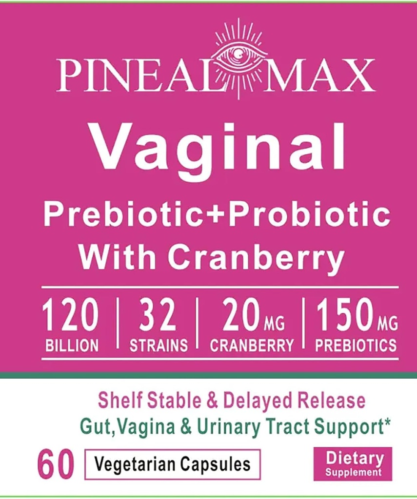 Vaginal Prebiotic+Probiotic mit Cranberry, 120 Billion CFU, 32 Strains, 150mg Prebiotics