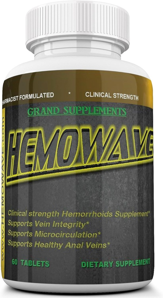 HEMOWAVE Der natürliche Ansatz zu Hämorrhoiden und Piles Schwellung Relief. mit Zusatz Vitamin K. 60 Tabletten