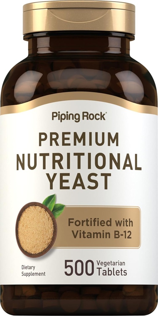 Piping Rock Nutritional Yeast Tabletten | 500 Pillen | Fortified with Vitamin B12 Complex | Non-GMO Supplement