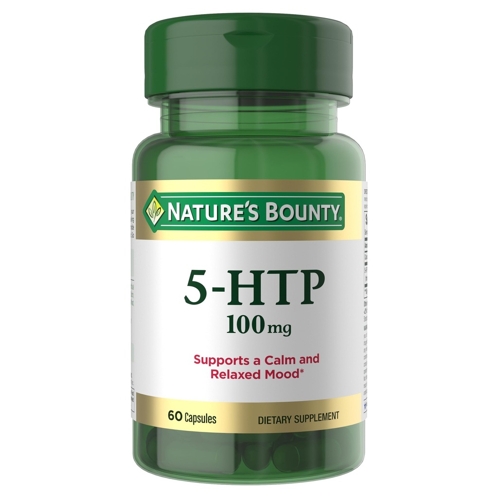 Nature's Bounty 5-HTP Pillen und Nahrungsergänzung, unterstützt eine ruhige und entspannte Stimmung, 100mg, 60 Kapseln