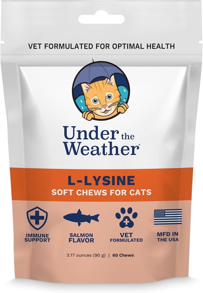 Unter dem Wetter Pet Daily Cat L-Lysine | Boost Immunsystem Reduce Respiratory Symptoms | Bewahren Sie normale Immunsystem Antwort | 60 Star Shaped Soft Chews