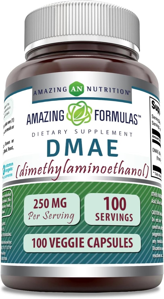 Erstaunliche Formeln DMAE Ergänzung | 250 Mg | Veggie Kapseln | Non-GMO | Gluten-Free | Made in USA (1 Pack, 100 Count)