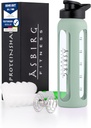 Fitness | 24 oz Glas Eiweiß Shaker Bottle – BPA-frei, Leakproof Lid, Edelstahl Mischkugel & Silikon Sleeve – Gym Shaker für Glatteien, Shakes & Pre-Workout – Pastel Green