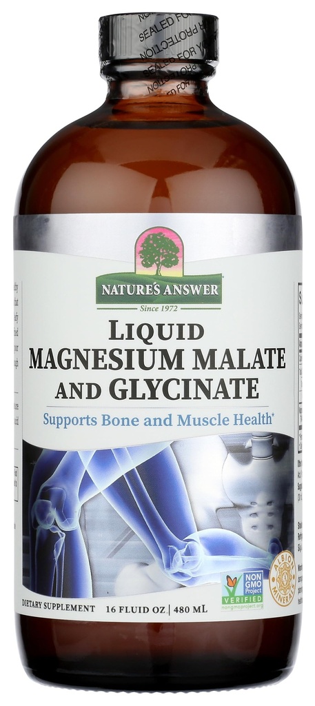 Magnesium Glycinat & Magnesium Malat Liquid - 16 Oz Magnesium Konzentrat - Vegan & Glutenfrei - Knochen, Muskeln und Herz-Kreislauf-Unterstützung - Geeignet für alle