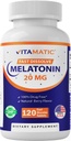 Vitamatic Melatonin 20 mg Tabletten –Natürliche Berry Flavor – 120 vegetarische Tabletten pro Flasche – 6 Flaschen (Gesamt 720)