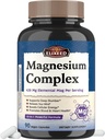 Supplément complexe de magnésium chélaté 960mg par portion, 10 formes, Glycinat de magnésium, Citrate, Malate, Taurate et plus, Soutien Sommeil et énergie, Haute absorption, 90 bouchons végétaliens