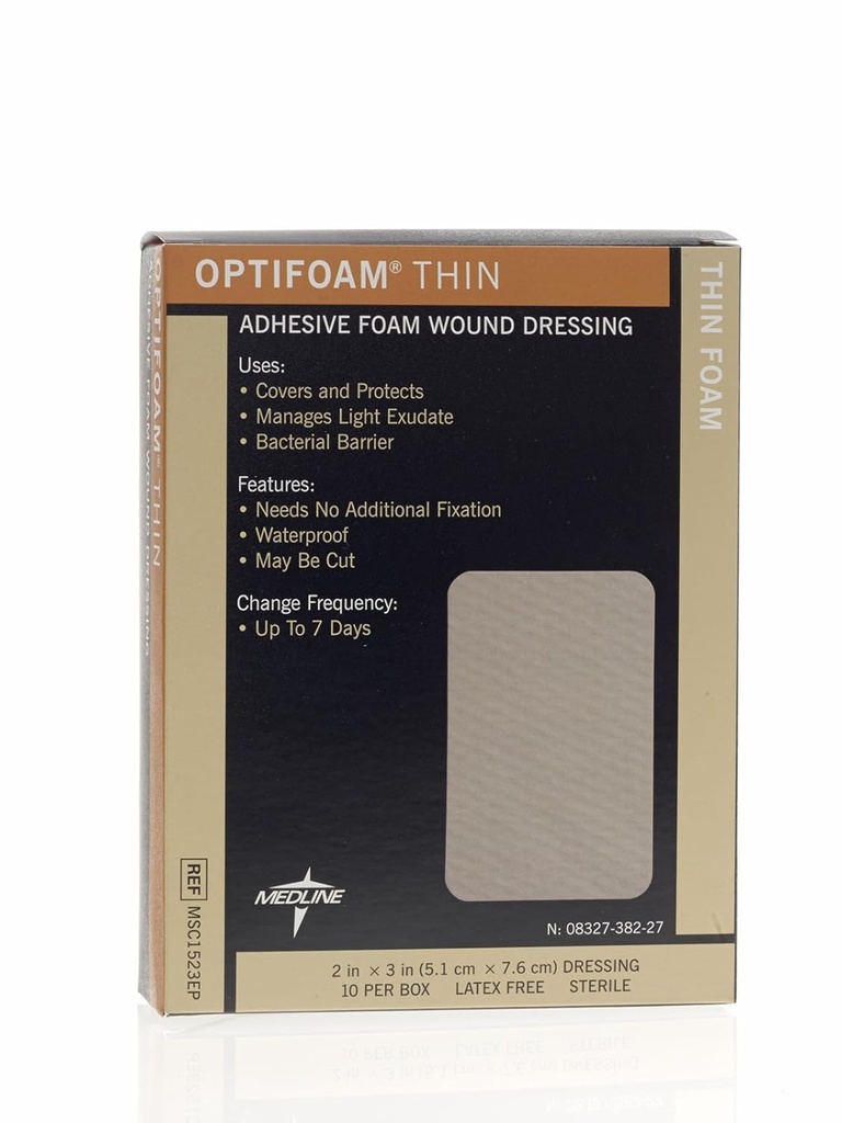 Robes adhésives minces Medline Optifoam, 2" x 3" (paquet de 10)
