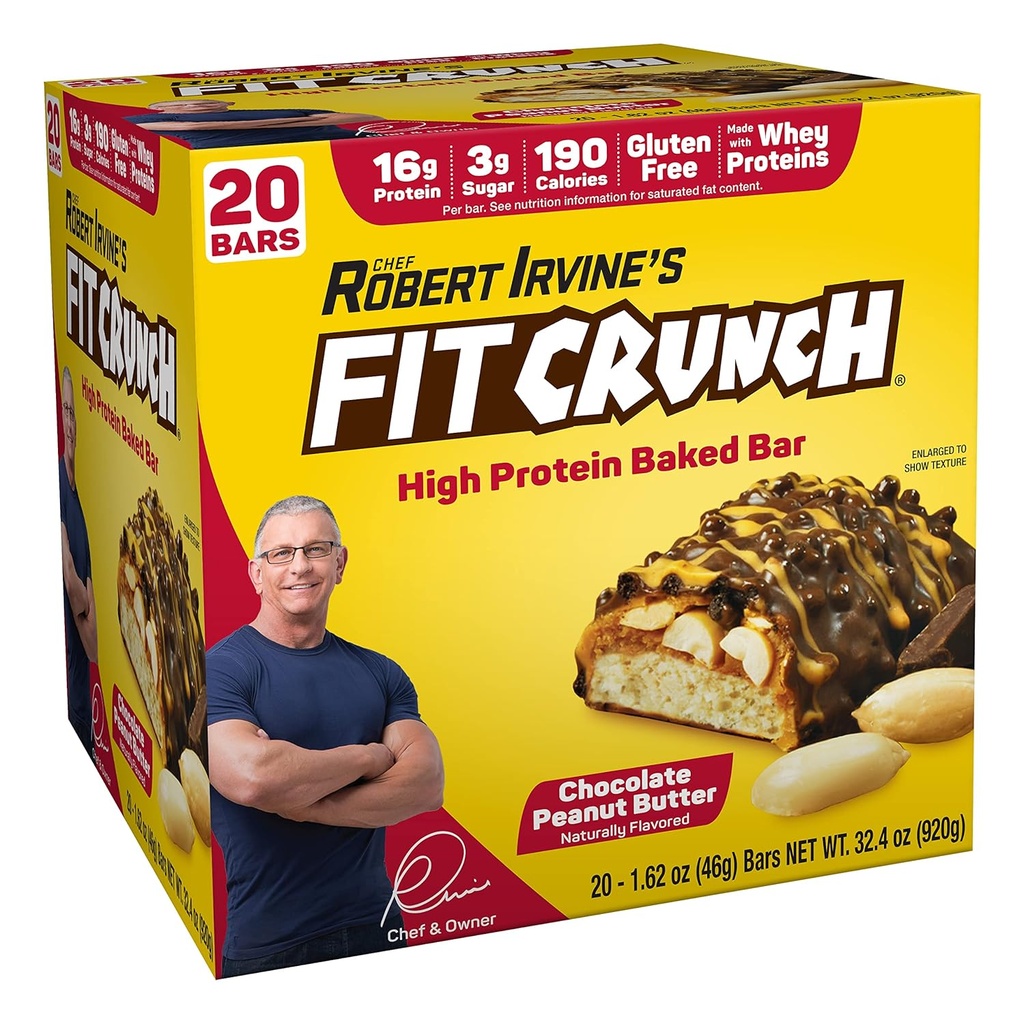 FITCRUNCH Protein Bars, Snack Size Value Pack, Glutenfrei, Hergestellt mit Whey Proteins (20 Snack Size Bars, Peanut Butter)