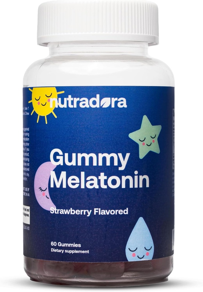 Gummies de sommeil Melatonine pour enfants - Gummies de sommeil pour les enfants et les adultes Aidez à réguler le sommeil, le cycle de réveil, la relaxation, améliorer l'excellence du sommeil, parfum de fraise, fabriqués aux États-Unis, 60 Gummies