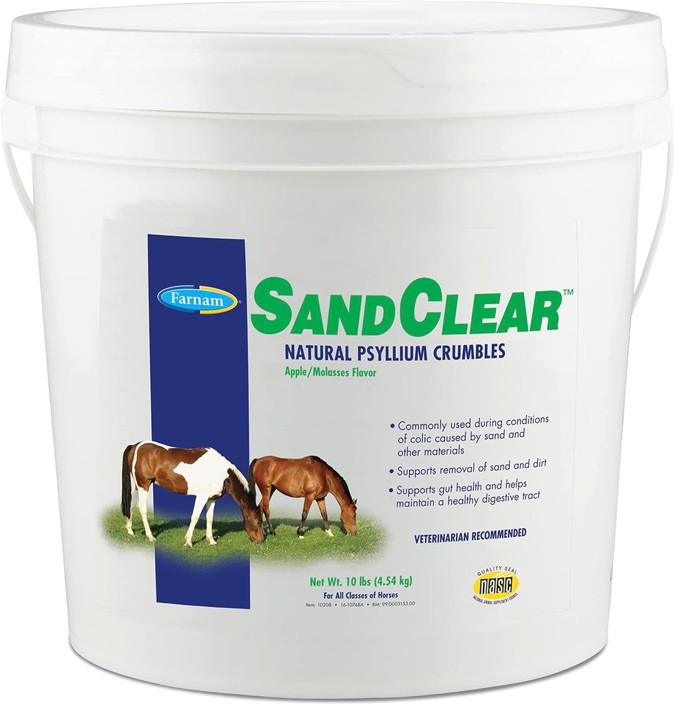 Farnam SandClear Psyllium Crumbles Ergänzung für Pferde, Hilft Sand von Colon entfernen & unterstützt Verdauungs-Gesundheit, Apple/Molasses Flavor, 10 lbs.