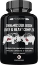 Dynamic Duo: 100% Gras-Fed Bison Liver & Heart Complex | Desiccated Bison Liver and Heart Pill Supplement (Single Bottle) | Made in USA