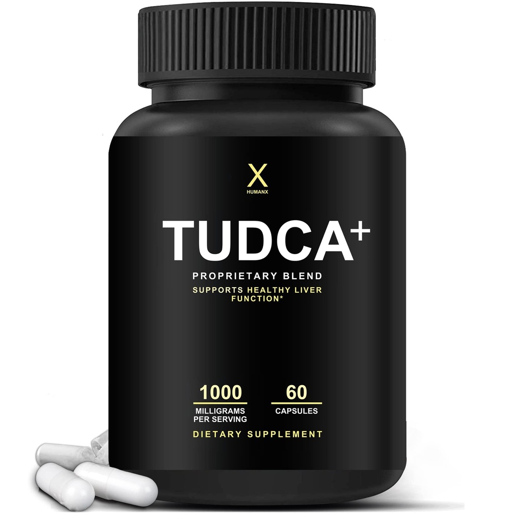 HUMANX TUDCA + 1000mg Gallensalze Leberunterstützungsergänzung, Leber- und Gallenblasenreinigungsergänzung - Vegan, nicht gentechnisch verändert - USA leicht zu schlucken Kapseln - Tauroursodeoxycholsäureergänzungen