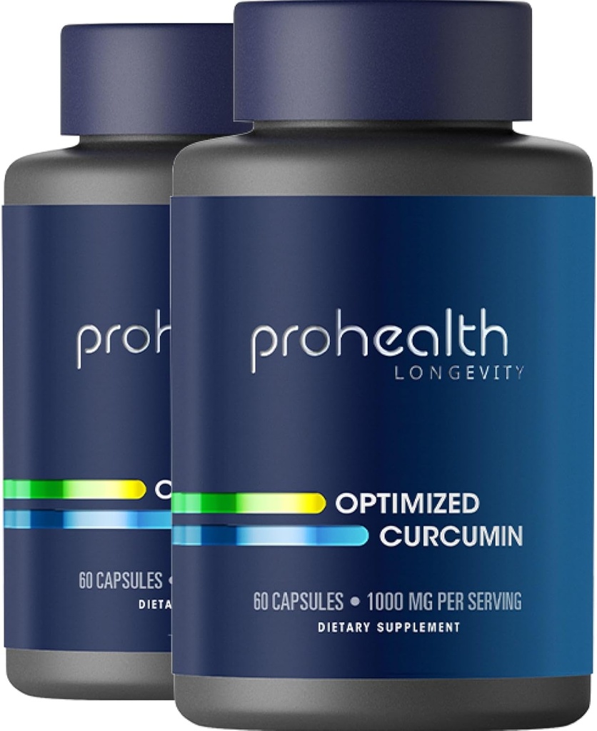 ProHealth Turmeric Curcumin Supplement: 285 Zeiten Mehr Bioverfügbar- Entwickelt von Neurowissenschaftlern. 1000 mg Konzentrierte Longvida Curcumin Extrakt pro Servierung (60 X 500mg Kapseln/Bottle) 2 Pack