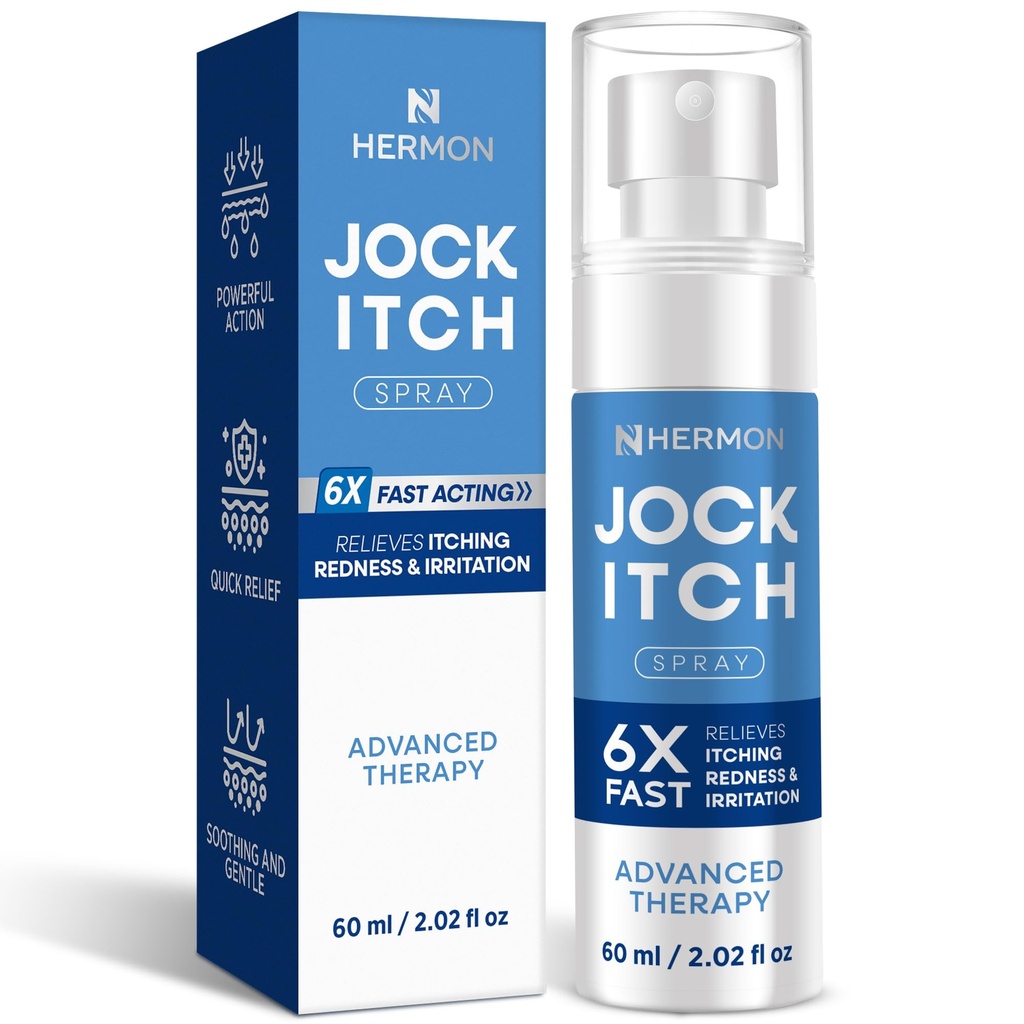 Hermon Jock Itch Spray für Männer: Leistungsstarke Behandlung für Jock Itch - Extra Strength Spray Liquid bietet beruhigende - 2.02 Fl Oz (Pack von 1)