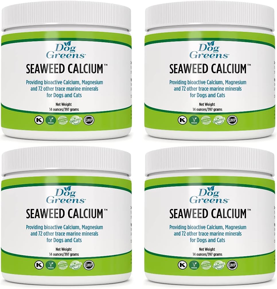 Seaweed Kalzium Mineralische Ergänzung für Hunde und Katzen, 14 oz - Früher Natur die besten Seaweed Kalzium, höher Qualität als Knochenmehl oder Eischalenpulver, essentielles Kalzium für Tiere (4 Pack)