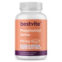 BESTVITE Phosphatidylserine 100mg pro Kapsel (120 Vegetarische Kapseln) mit Sharp-PS® Green - Patentiert und klinisch getestet - Stearatefrei - Sojafrei - Glutenfrei - Vegan - Non GMO