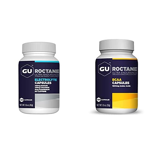 GU Energy Roctane Ultra Endurance Variety Pack; Elektrolytkapseln und BCAA Branch Chain Amino Acid mit Vitamin B Kapseln, 2 Flaschen (110 insgesamt)