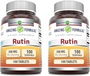 Formules étonnantes Rutin Supplément de 500 Mg de comprimés de non-OGM de produits fabriqués aux États-Unis (2 Pack de 100 Nombre)