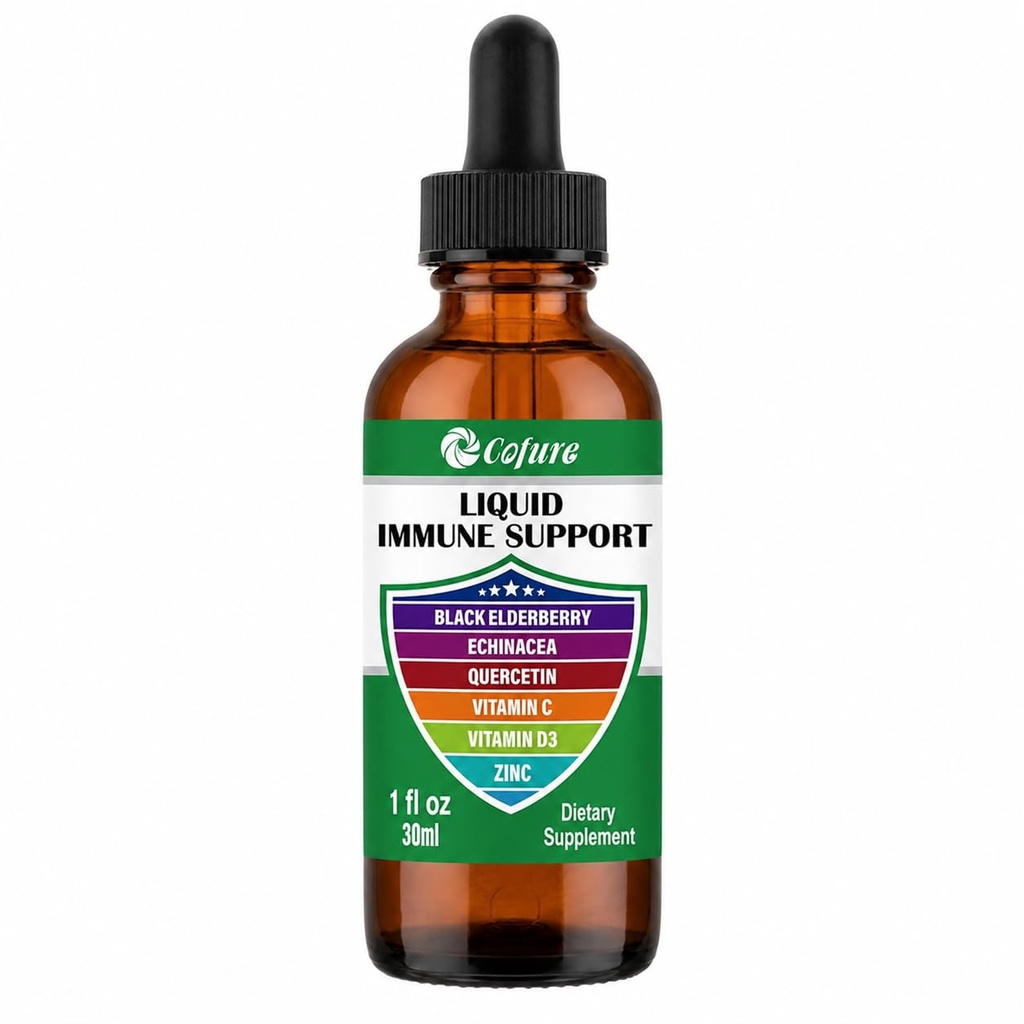 Zink Quercetin Vitamin C D3 Flüssige Immununterstützung mit Organische Echinacea Elderberry, Immune Defense Drops Supplement für Erwachsene- Vegan, Non-GMO, Glutenfrei - 1 Fl Oz