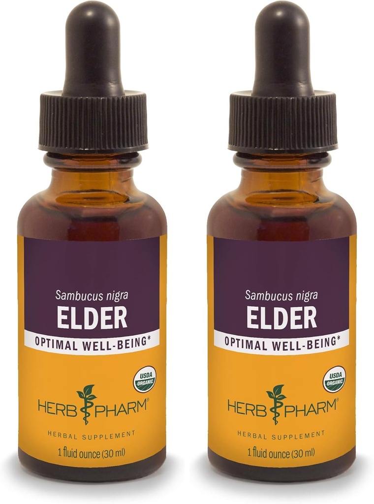 Herb Pharm Certified Organic Elder Liquide Extract - 1 Once (paquet de 2)