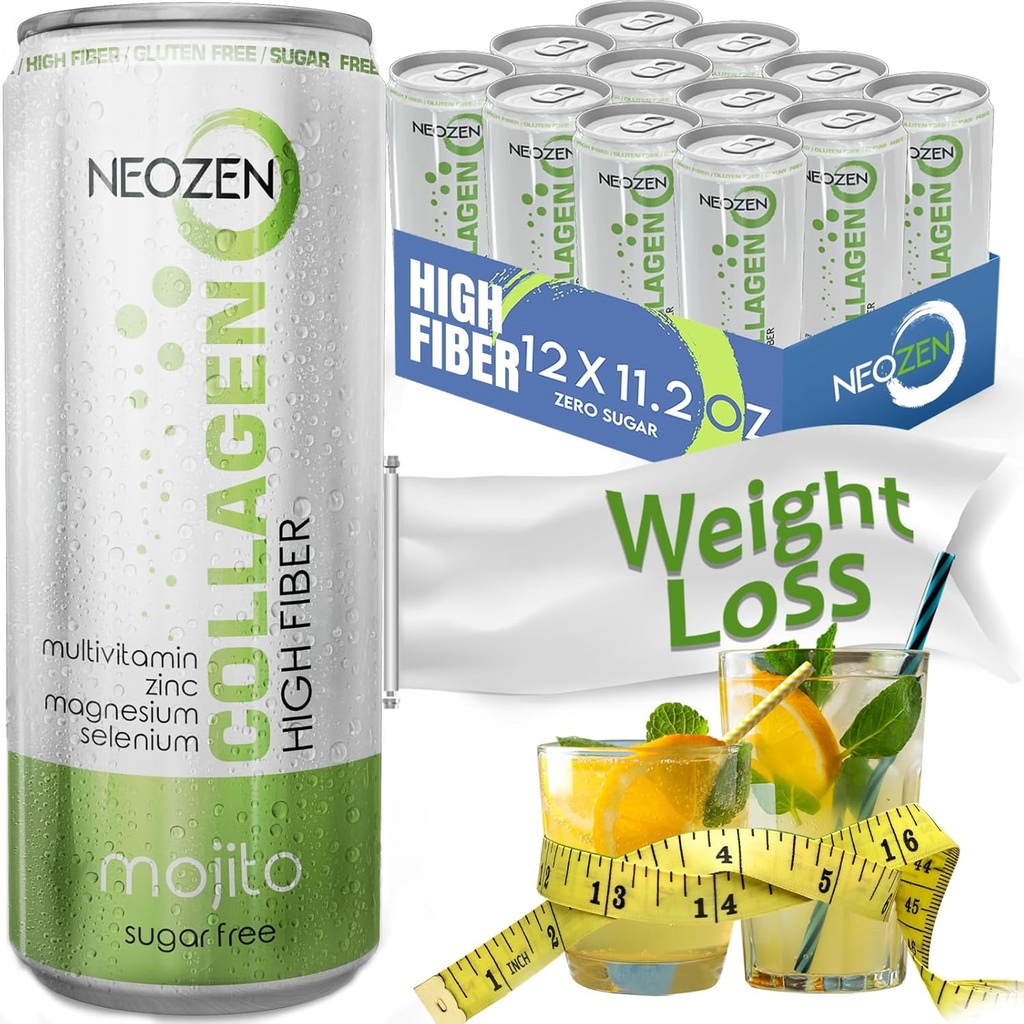 NEOZEN Collagen Sparkling Drink mit Ballaststoffen - Balanced Nährstoffe für Wellness - Sugar Free - Keto-Friendly - No Gluten - No Caffeine - 11.2 fl oz (12 Pack)
