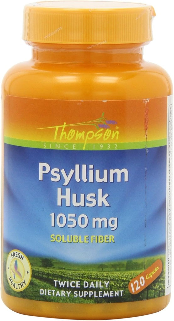 Thompson Psyllium Husk, 1050 Mg, 120 capsules, (paquet de 2)