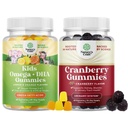 Bündel von pflanzenbasierten Omega 3 Gummis für Kinder und natürliche Cranberry Gummis für Frauen und Männer - für Vision Immunität und Fokus Unterstützung - für Urinary Tract Health Kidney Support Bladder und Immunität
