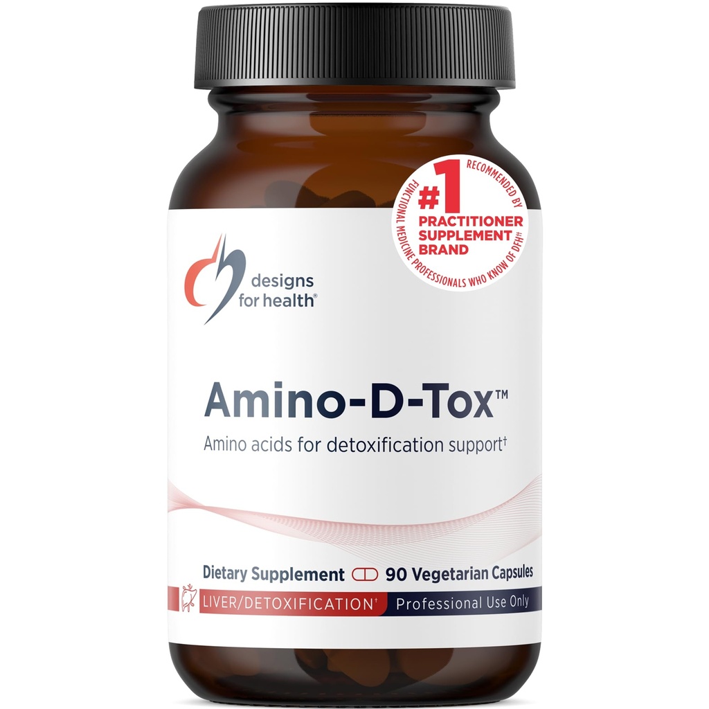 Conceptions pour la santé Amino-D-Tox - Détox acide amino + support de nettoyage du foie - Supplément mélange avec Glycine, Glucarate de calcium D, NAC + Plus - Non-OGM (90 capsules)
