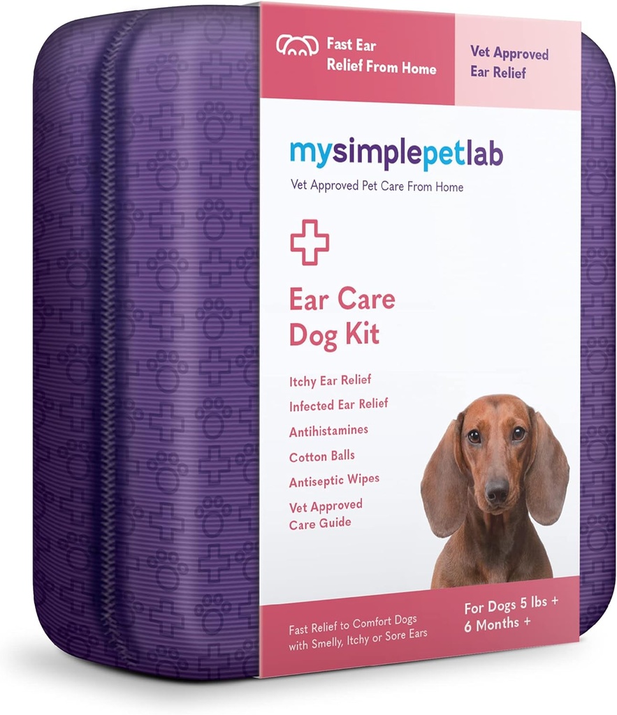 MySimplePetLab Ohrenpflege Hunde Kit I Medicated Tris Flush Dog Ear Cleaner I Infektionsbehandlung mit Ketoconazol I Hydrocortisone Tropfen I Komfort für Smelly, Itchy, Oder Sore Ears