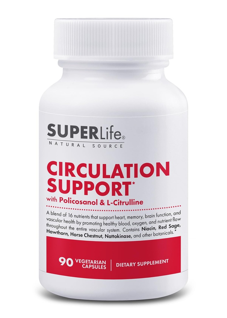 Zirkulationsunterstützung - mit Hawthorn Berry, Ginkgo Biloba, Butcher's Broom, Horse Chestnut, L-Arginine & Ginger Root | Fördert gesundes Blut, Sauerstoff & Nährstofffluss | Supplement - 90 Kapseln