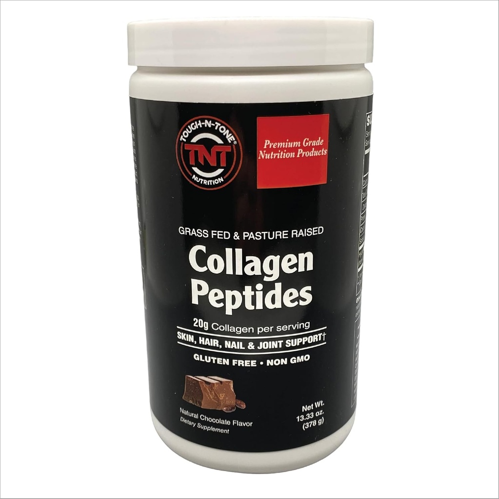 TOUGH-N-TONE Collagen Peptide Powder – Chocolate Flavor – 20g Hydrolyzed Typ I & III Gras-Fed Bovine Collagen – Non-GMO, Glutenfrei, Dairy-frei, Sojafrei