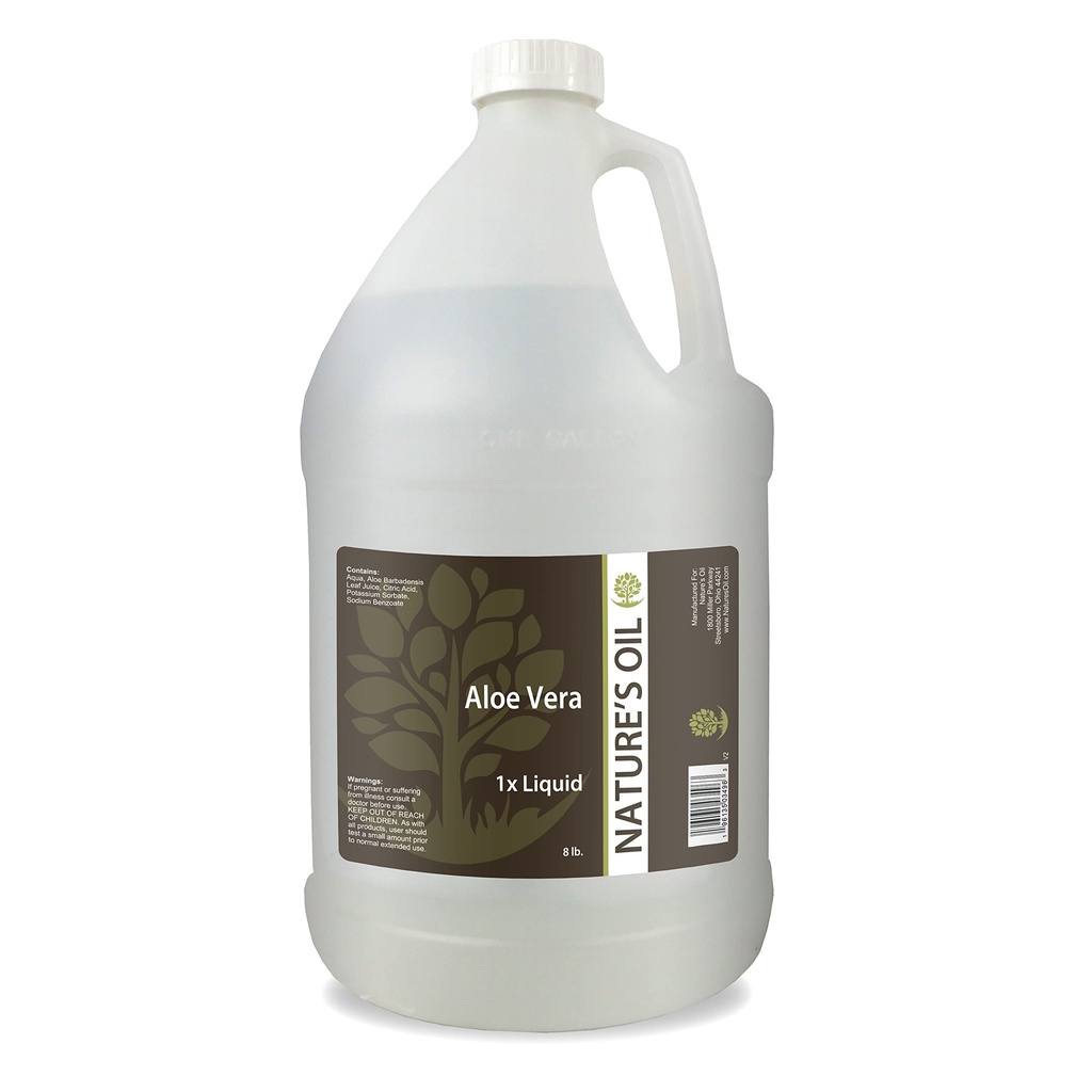 Nature's Oil Aloe Vera Liquid 1x, 8lbs (1 Gallon) Pure Aloe Extract für Hautpflege, Haarpflege und DIY Personal Care