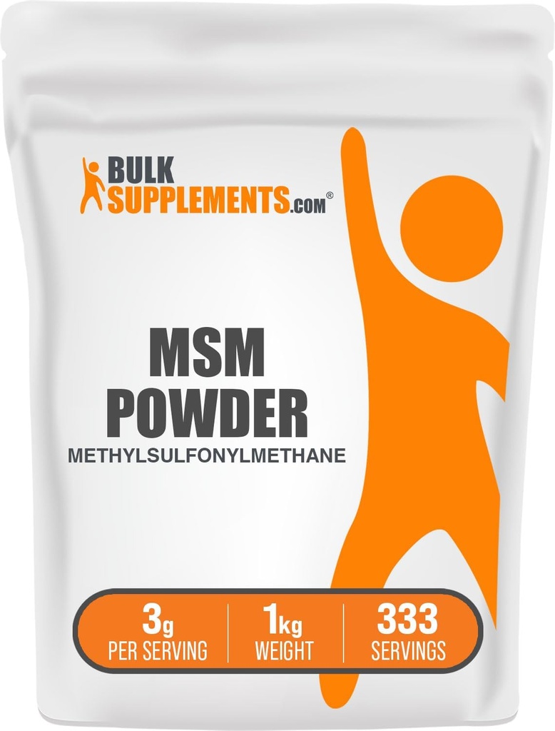 BulkSupplements.com MSM Powder - Methylsulfonylmethan, MSM Supplement, Nahrungsergänzungsmittel - Glutenfrei, 3g pro Servierung, 1kg (2.2 lbs) (Pack von 1)