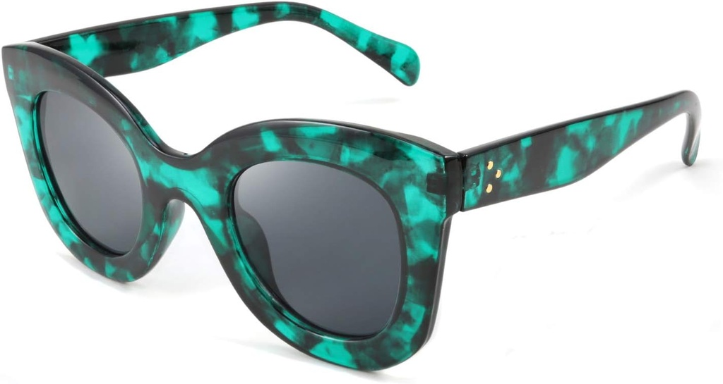 FEISEDY Retro Überdimensionale quadratische Horn Sonnenbrille Semi Cat-Eye Schmetterling Glas Big Thick Bold Frame B2572