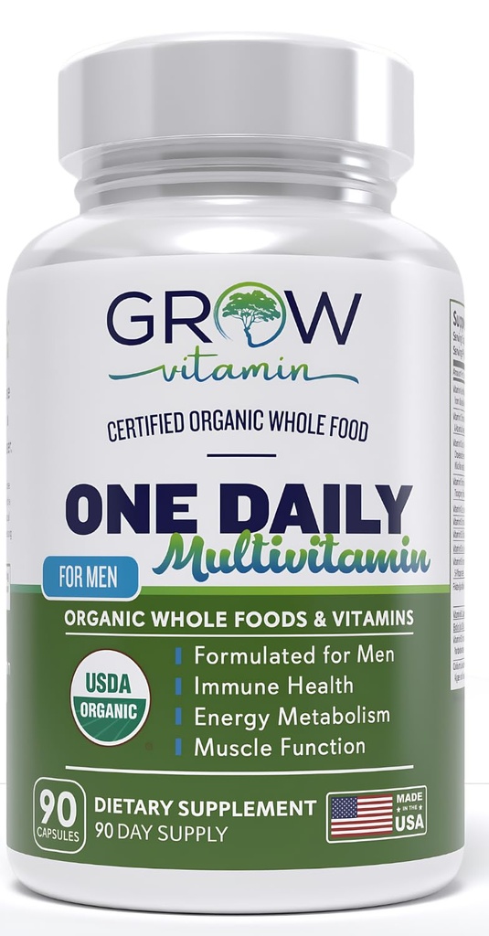 Eine tägliche Multivitamin für Männer - mit Vitaminen & Minerals + Bio- Ganze Lebensmittel, Nahrungsergänzungsmittel für Energie, allgemeine Gesundheit - Non-GMO - 90 Kapseln | 3 Monat Versorgung